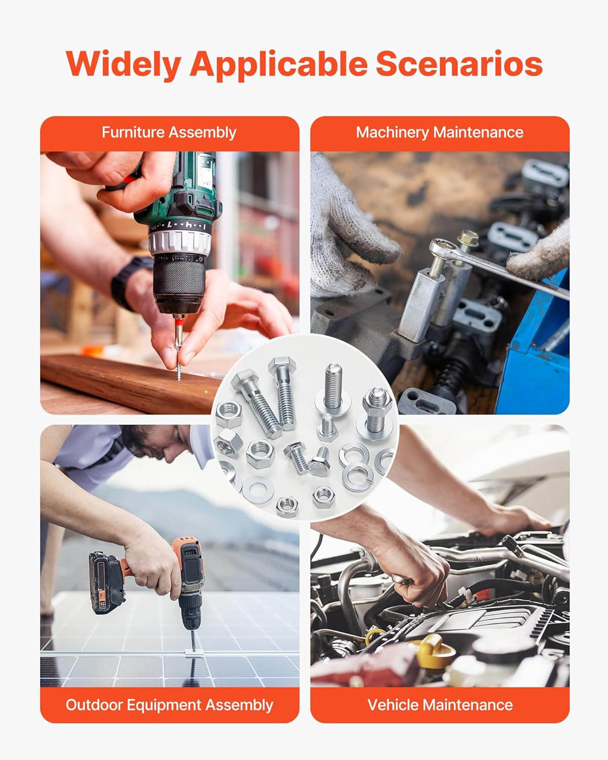 VEVOR 566-Piece Bolts, Nuts & Washers Assortment Kit