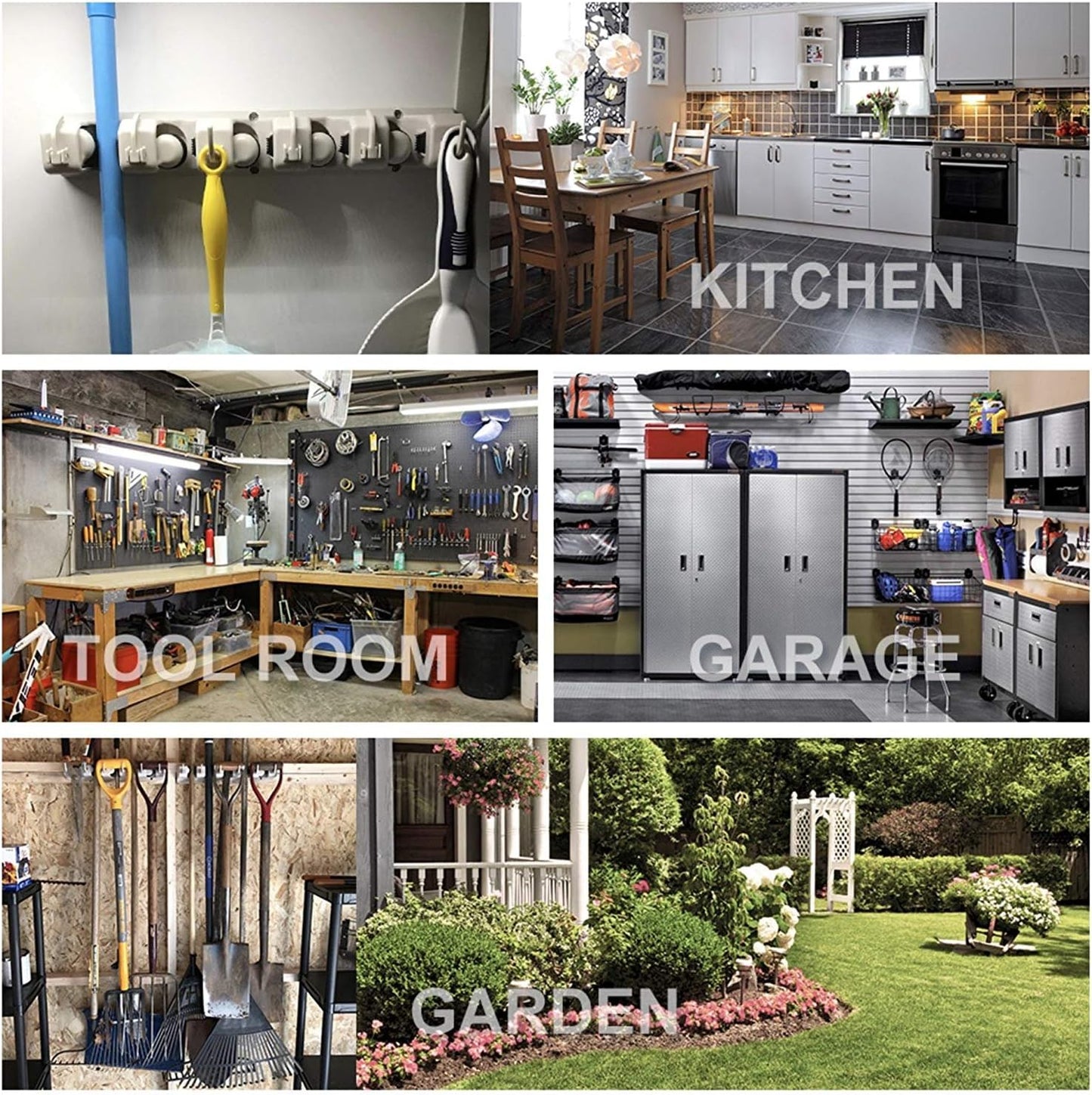 IMILLET Mop & Broom Holder – 2 Pack Wall Organizer (Black)