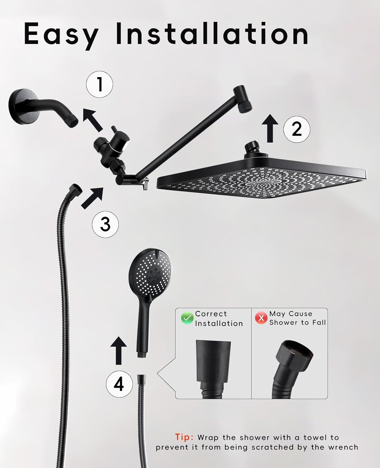 12.2" High-Pressure Rain Shower with Handheld