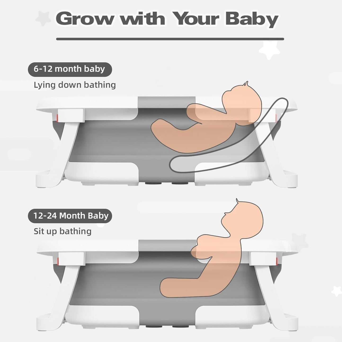 Collapsible Baby Bathtub – Soft Cushion, Built-in Thermometer & Foldable Design (0–36 Months)