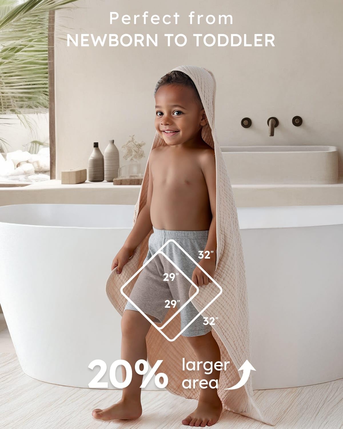 Yoofoss 2-Pack Hooded Baby Towels – 100% Muslin Cotton, Ultra Soft & Highly Absorbent