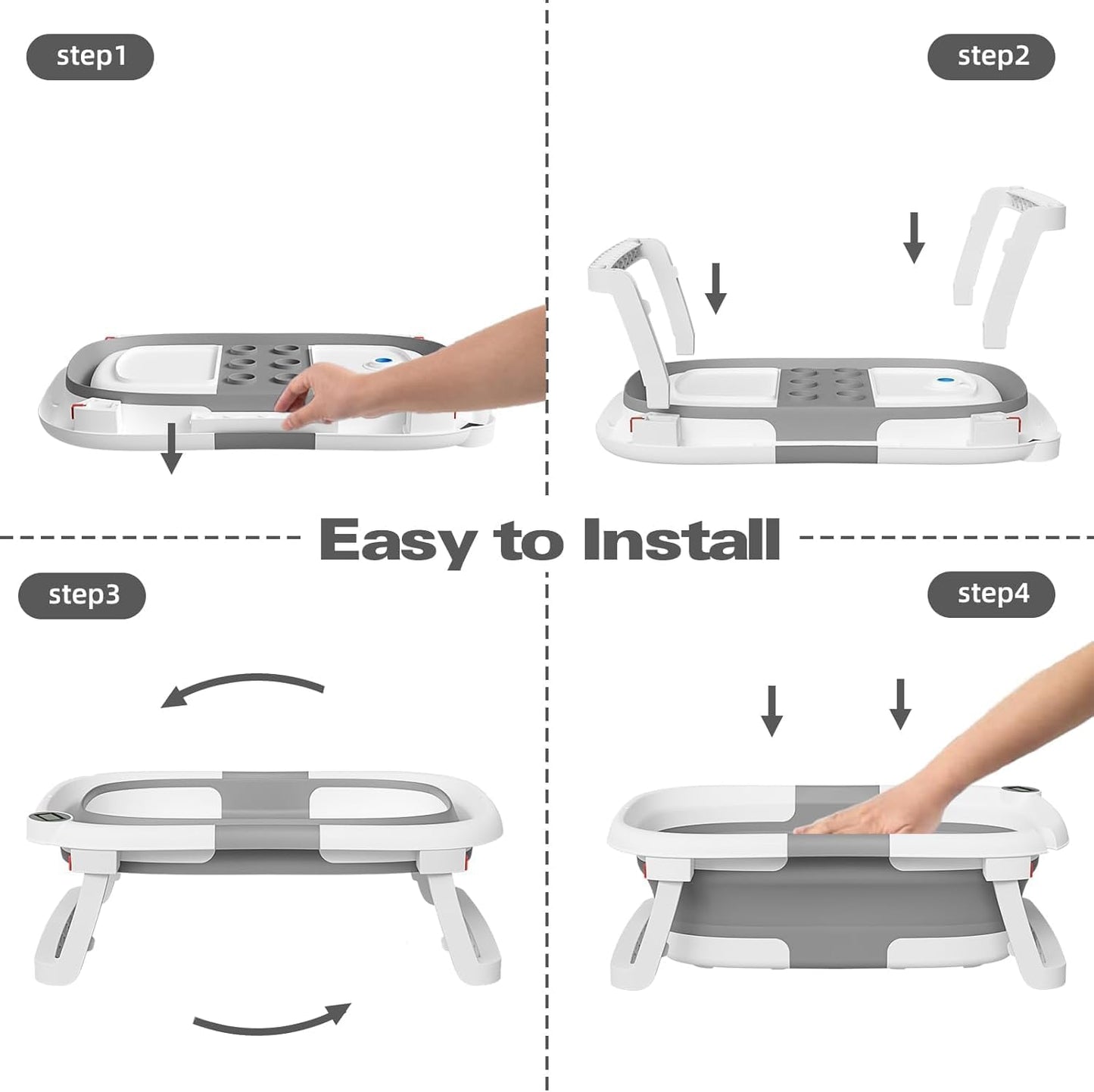 Collapsible Baby Bathtub – Soft Cushion, Built-in Thermometer & Foldable Design (0–36 Months)