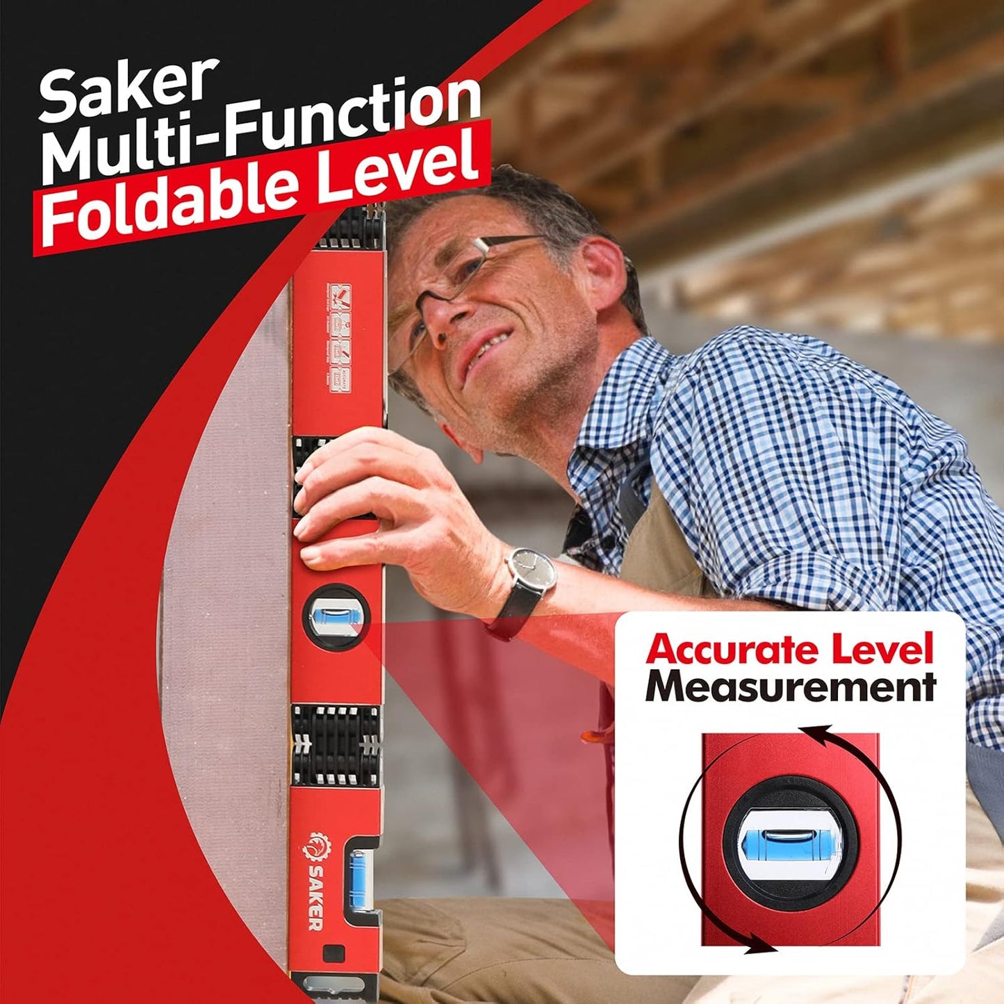 Saker 28" Foldable Level – Multi-Angle Measuring Tool