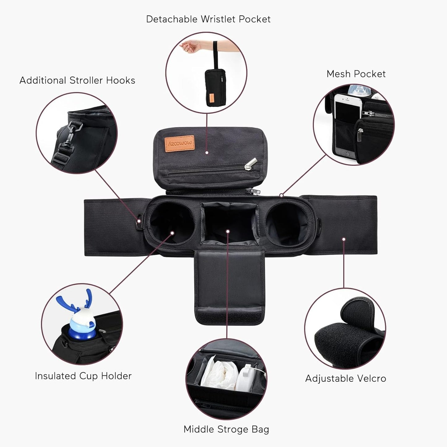 Universal Stroller Organizer – Momcozy Insulated Cup & Phone Holder