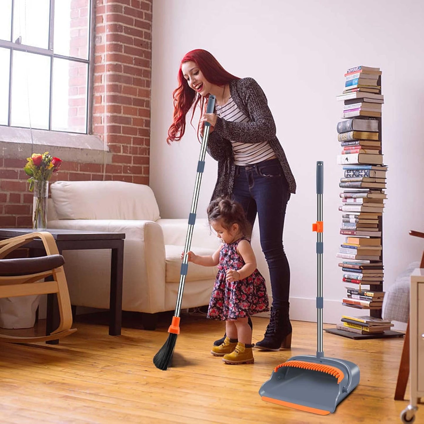 Kelamayi Self-Cleaning Broom and Dustpan set