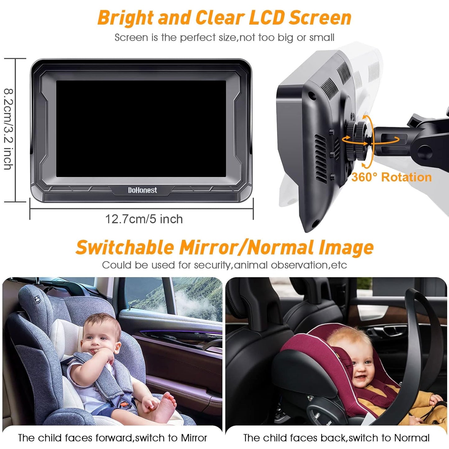 DoHonest HD Baby Car Camera – 1080P Rear Monitor with Night Vision