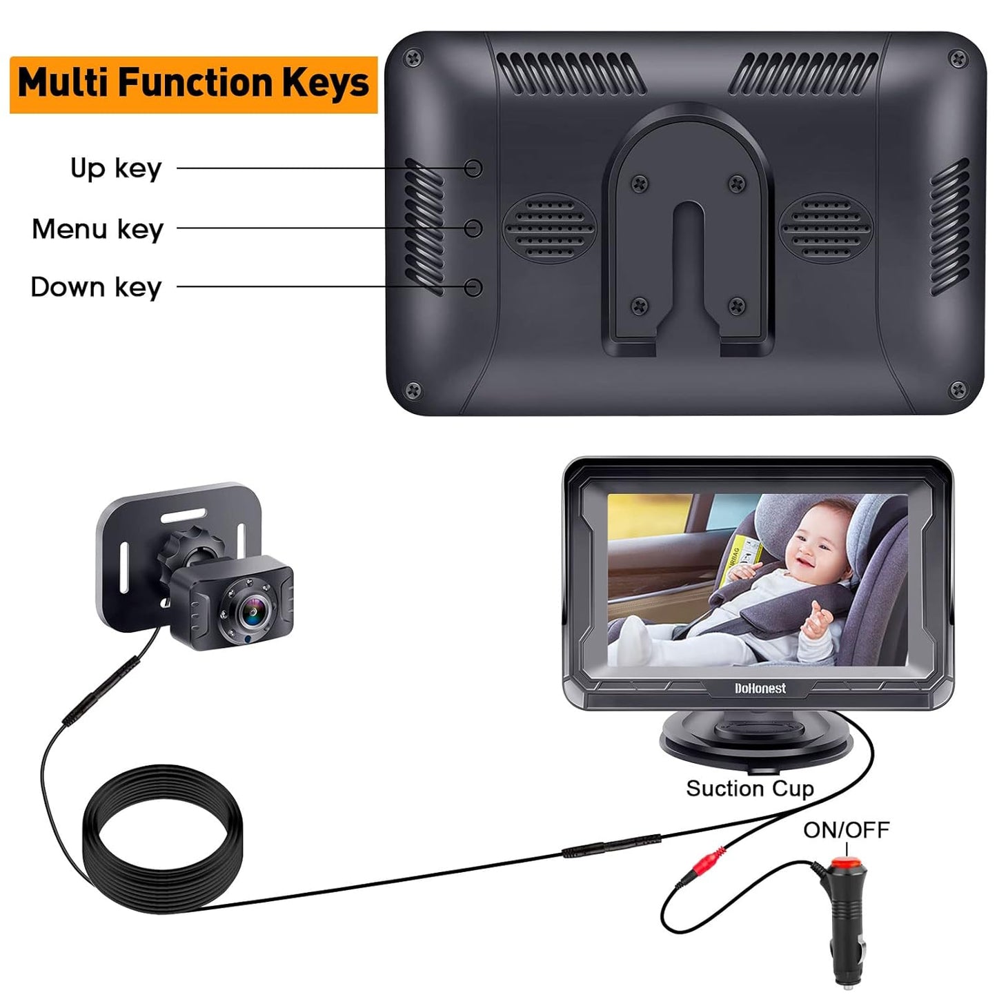 DoHonest HD Baby Car Camera – 1080P Rear Monitor with Night Vision