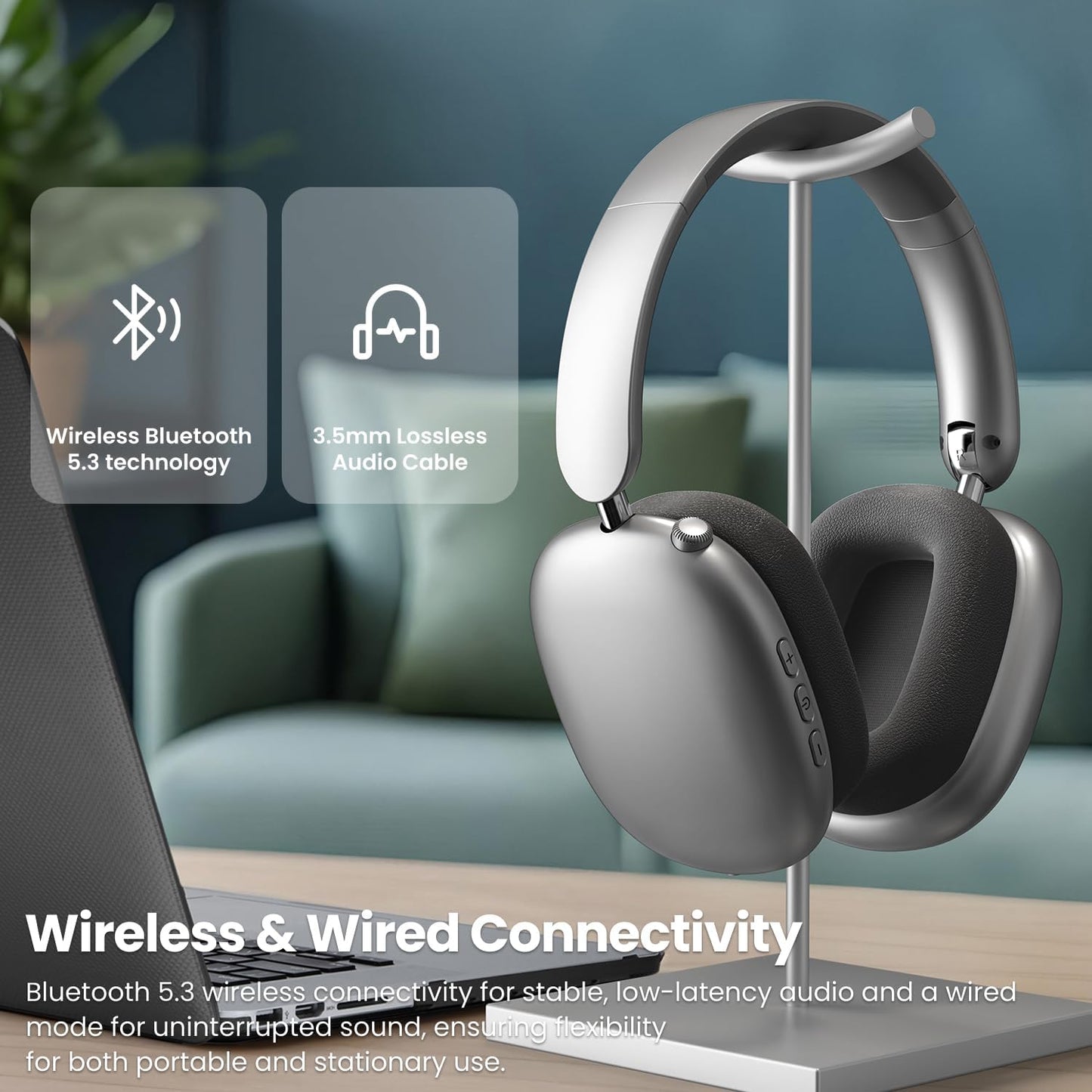 EchoWave™ P9 Wireless Headphones – Deep Bass, Noise Cancellation & 40H Playtime