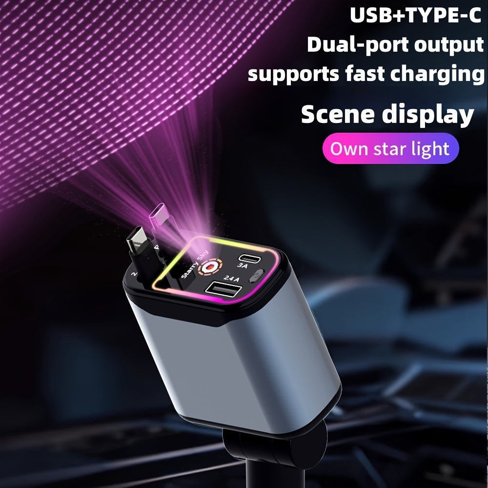 4-in-1 USB-C Fast Car Charger Adapter – 60W Dual PD + Dual QC3.0 Ports