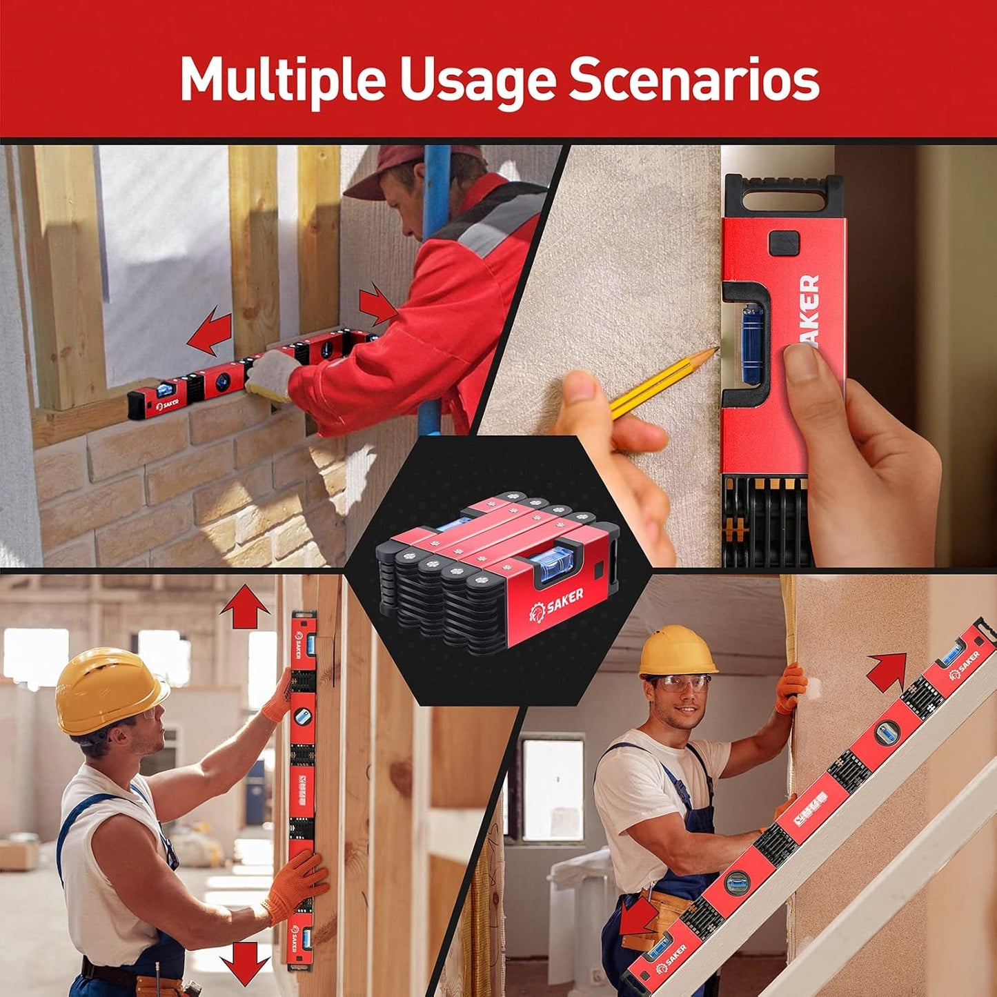 Saker 28" Foldable Level – Multi-Angle Measuring Tool