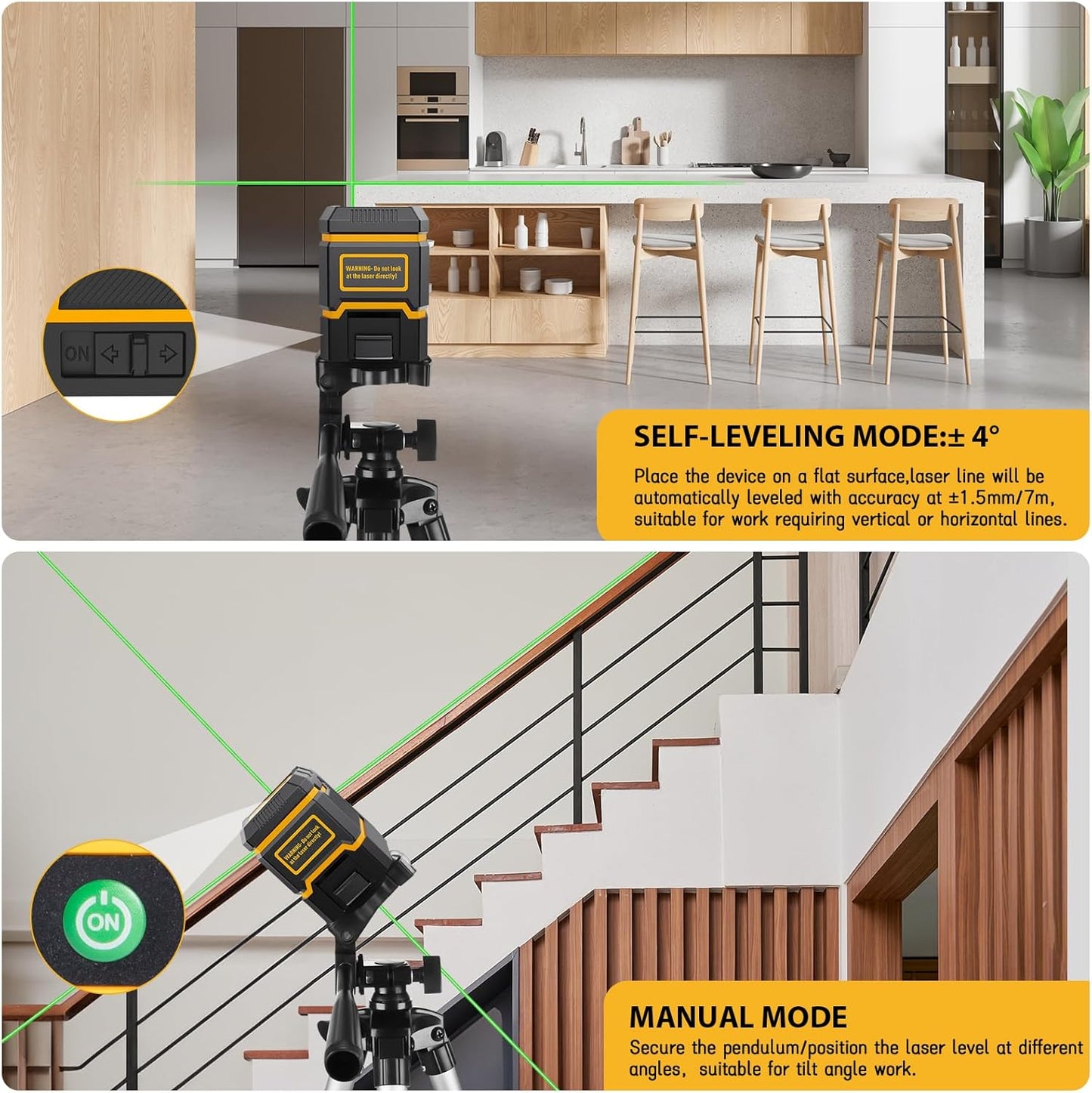 Green Laser Level with Tripod – Self-Leveling Cross Line Tool for Precision Home & DIY Projects