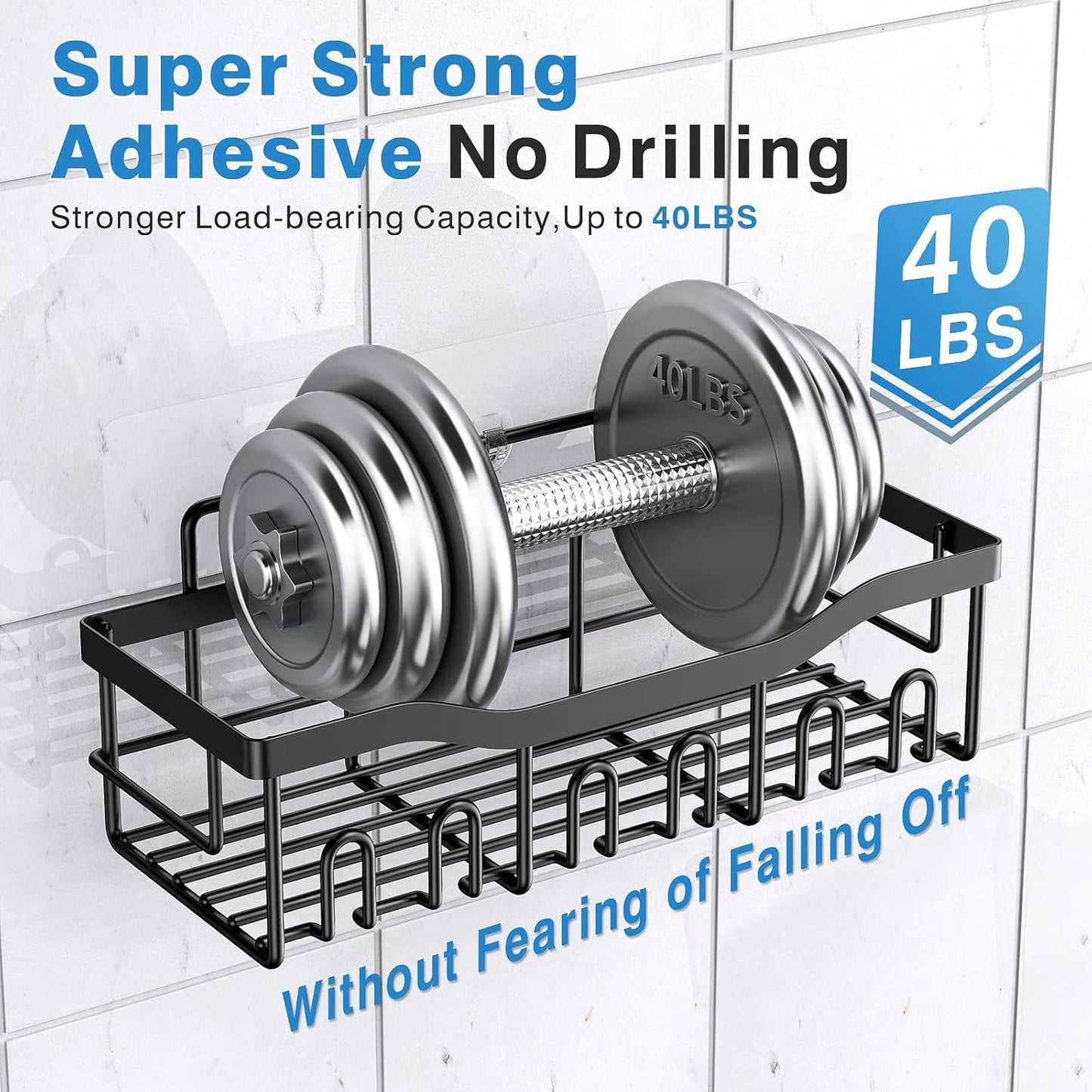 5-Pack Adhesive Rustproof Stainless Steel Shower Caddy