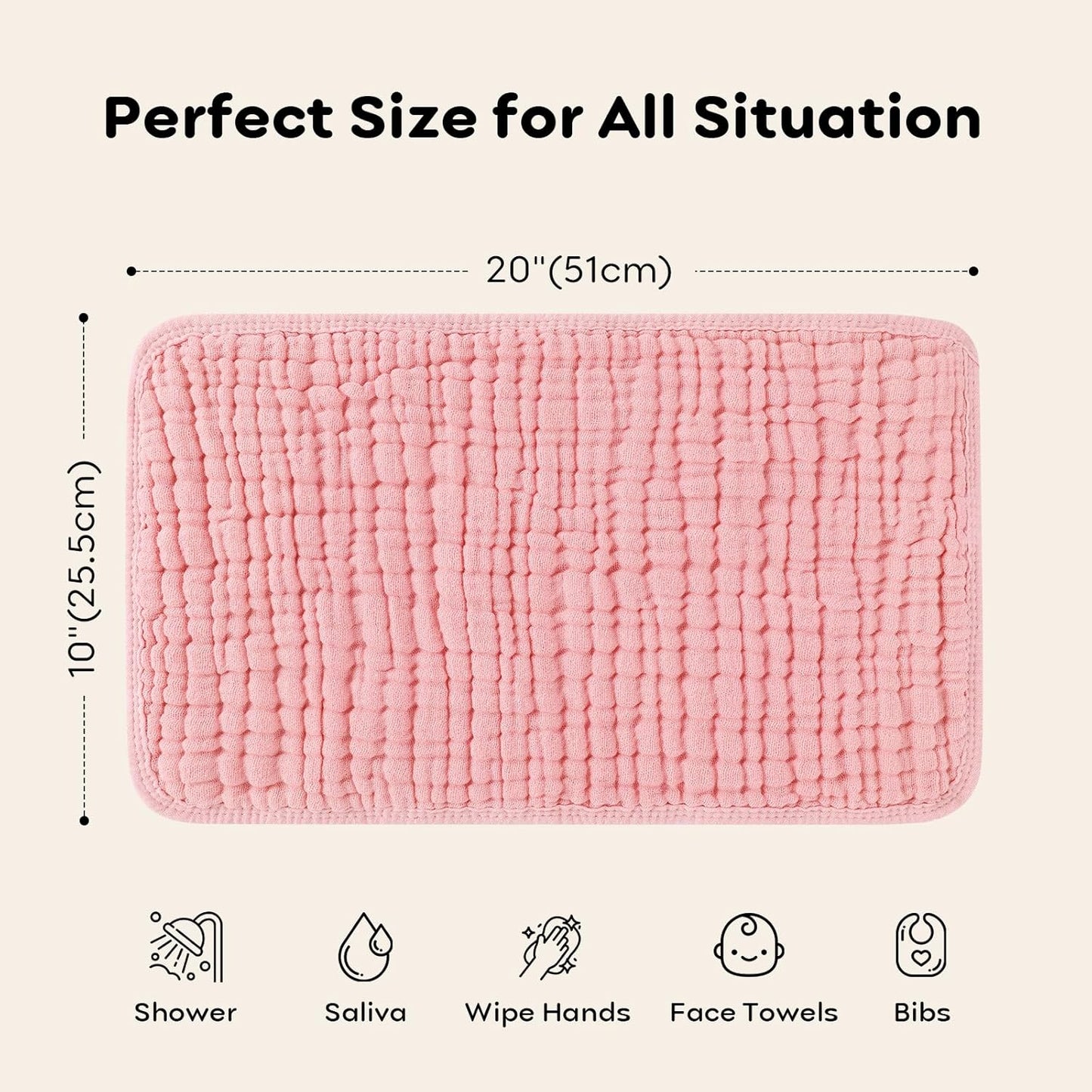 ooxii 6-Pack Muslin Burp Cloths for Baby Girls – Ultra Soft 100% Cotton