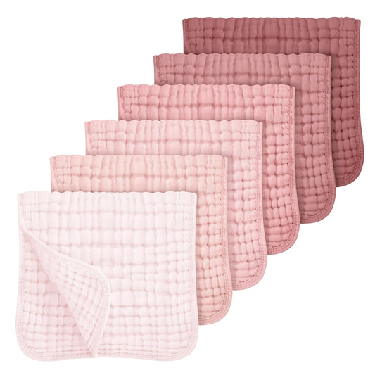 ooxii 6-Pack Muslin Burp Cloths for Baby Girls – Ultra Soft 100% Cotton