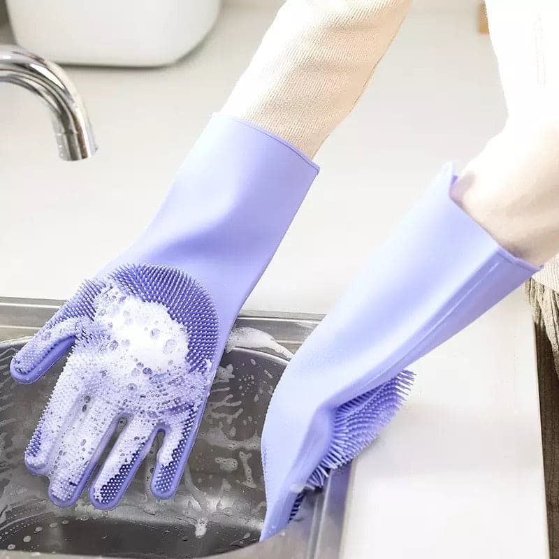 Silicone Washing Gloves – 2-in-1 Dishwashing & Multi-Purpose Cleaning Gloves 🧤✨