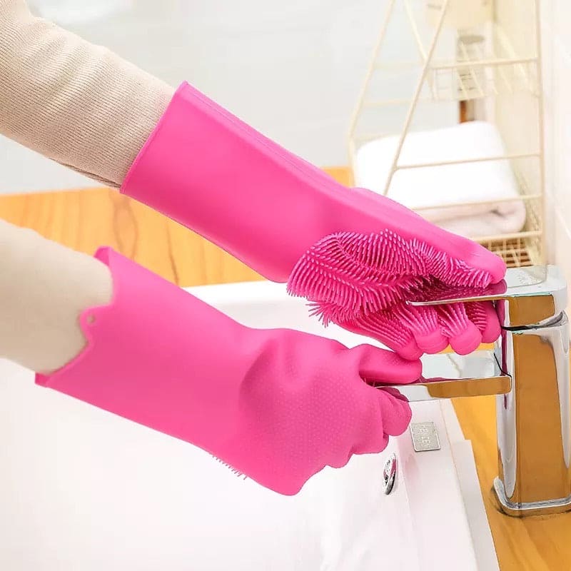 Silicone Washing Gloves – 2-in-1 Dishwashing & Multi-Purpose Cleaning Gloves 🧤✨